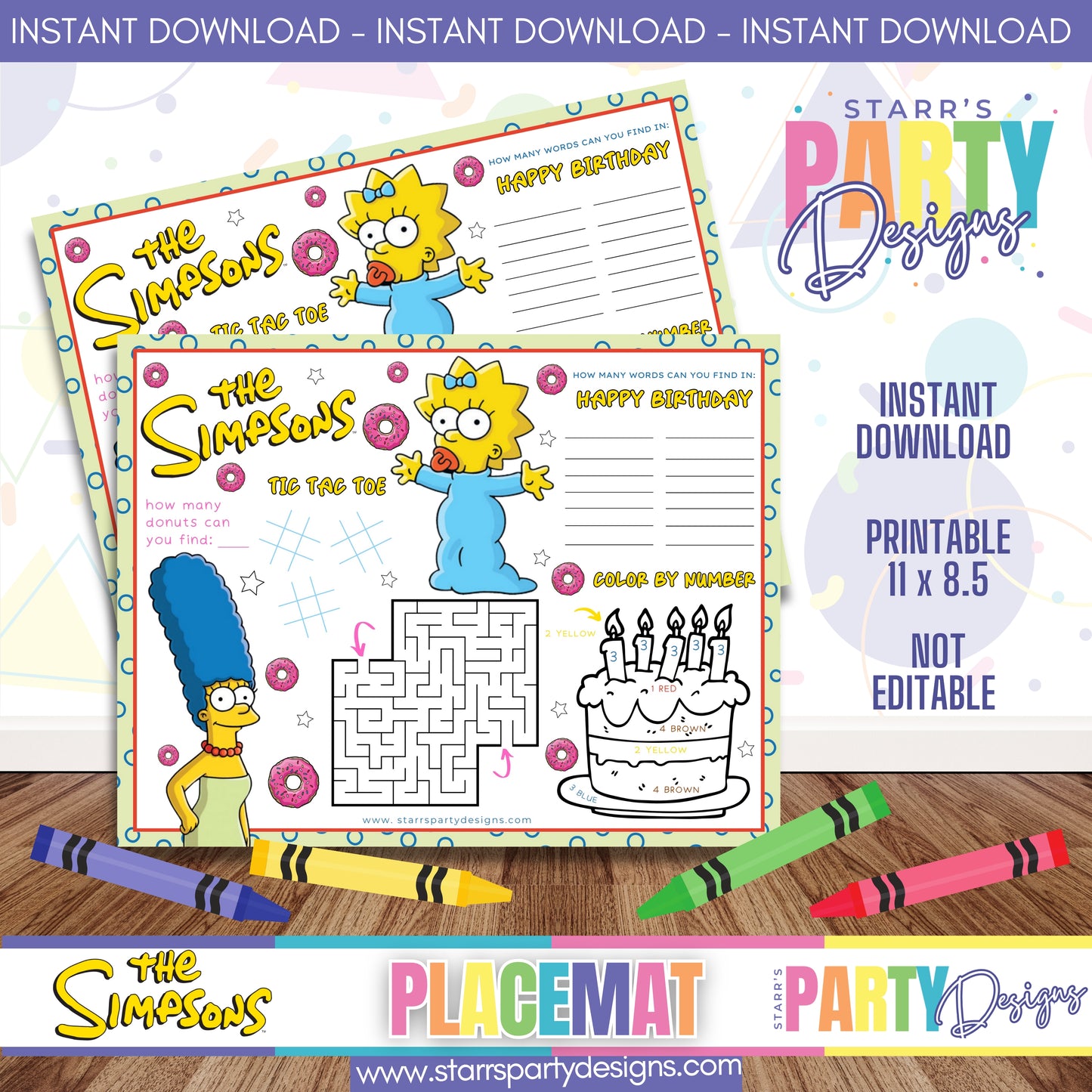 PLACEMAT ACTIVITY SHEET | THE SIMPSONS A4