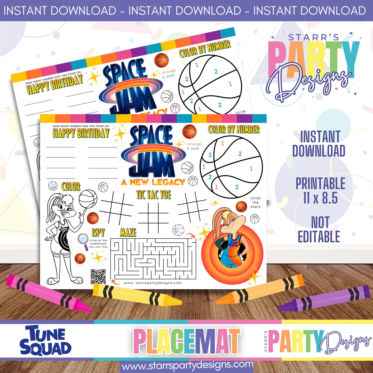 PLACEMAT ACTIVITY SHEET | TUNE SQUAD B2