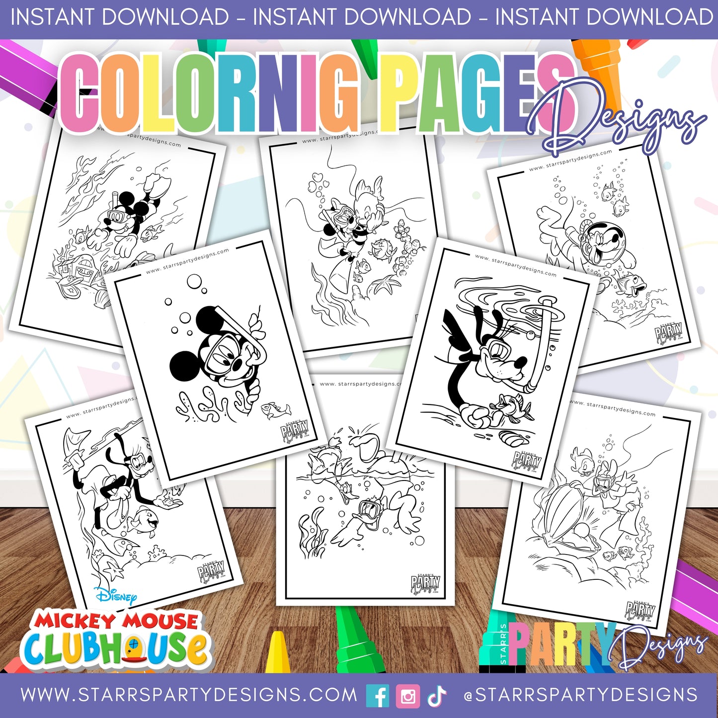 MICKEY & FRIENDS UNDER THE SEA COLORING PAGES 1