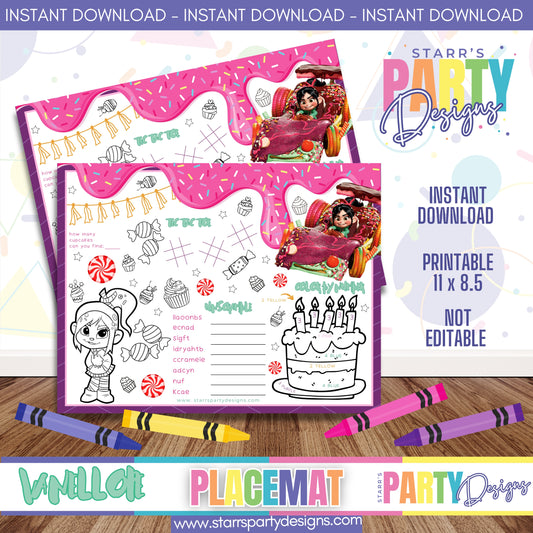 PLACEMAT ACTIVITY SHEET | VANELLOPE A2