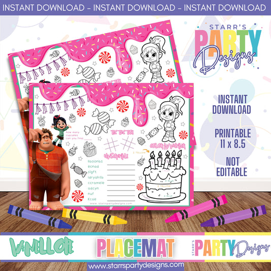 PLACEMAT ACTIVITY SHEET | VANELLOPE A1