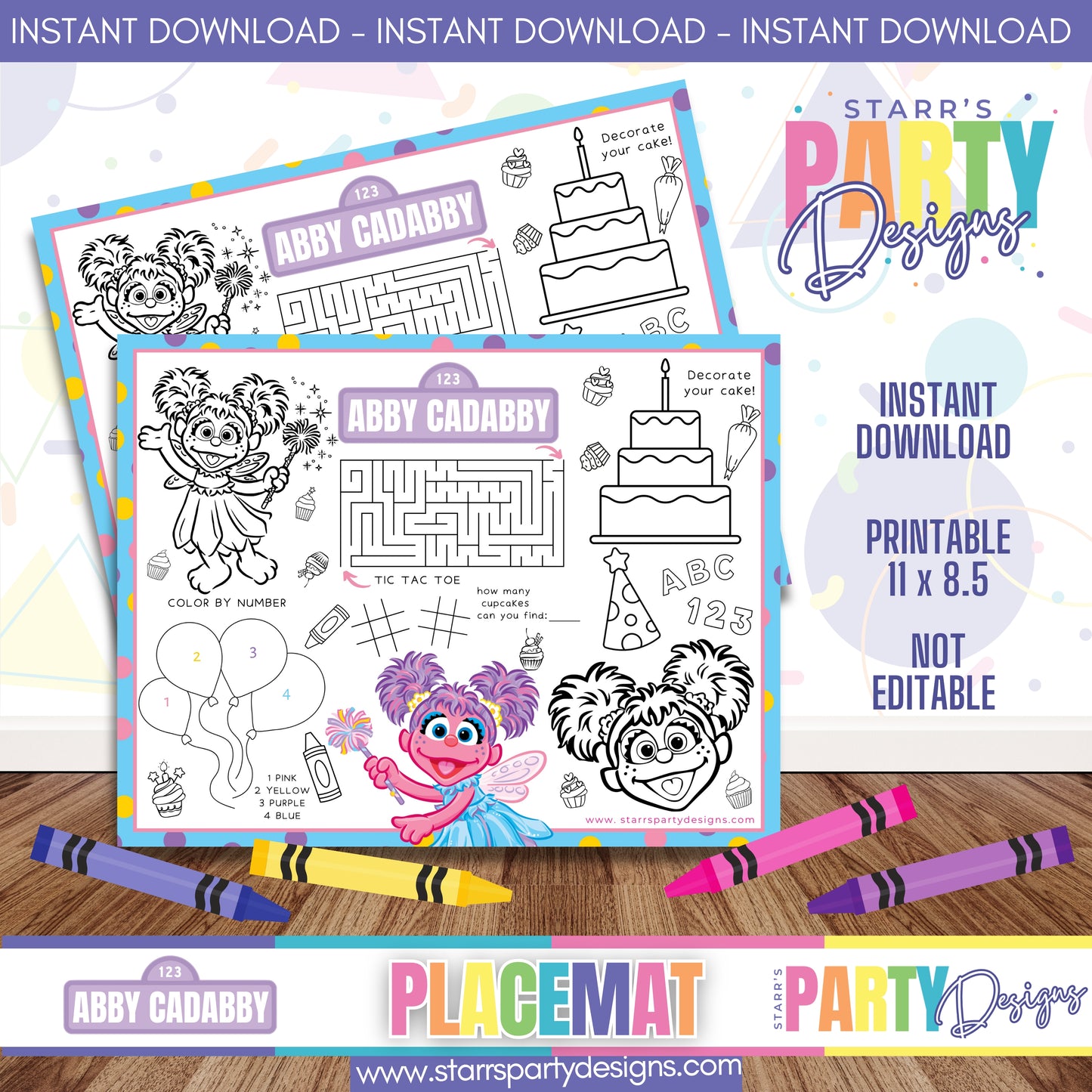 PLACEMAT ACTIVITY SHEET | ABBY CADABBY 2 A1