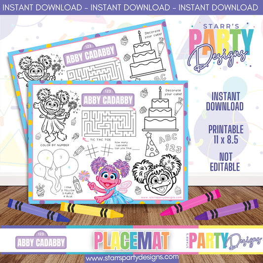 PLACEMAT ACTIVITY SHEET | ABBY CADABBY 2 A1