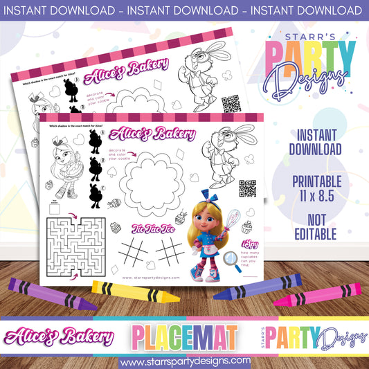 PLACEMAT ACTIVITY SHEET | ALICE'S BAKERY A2