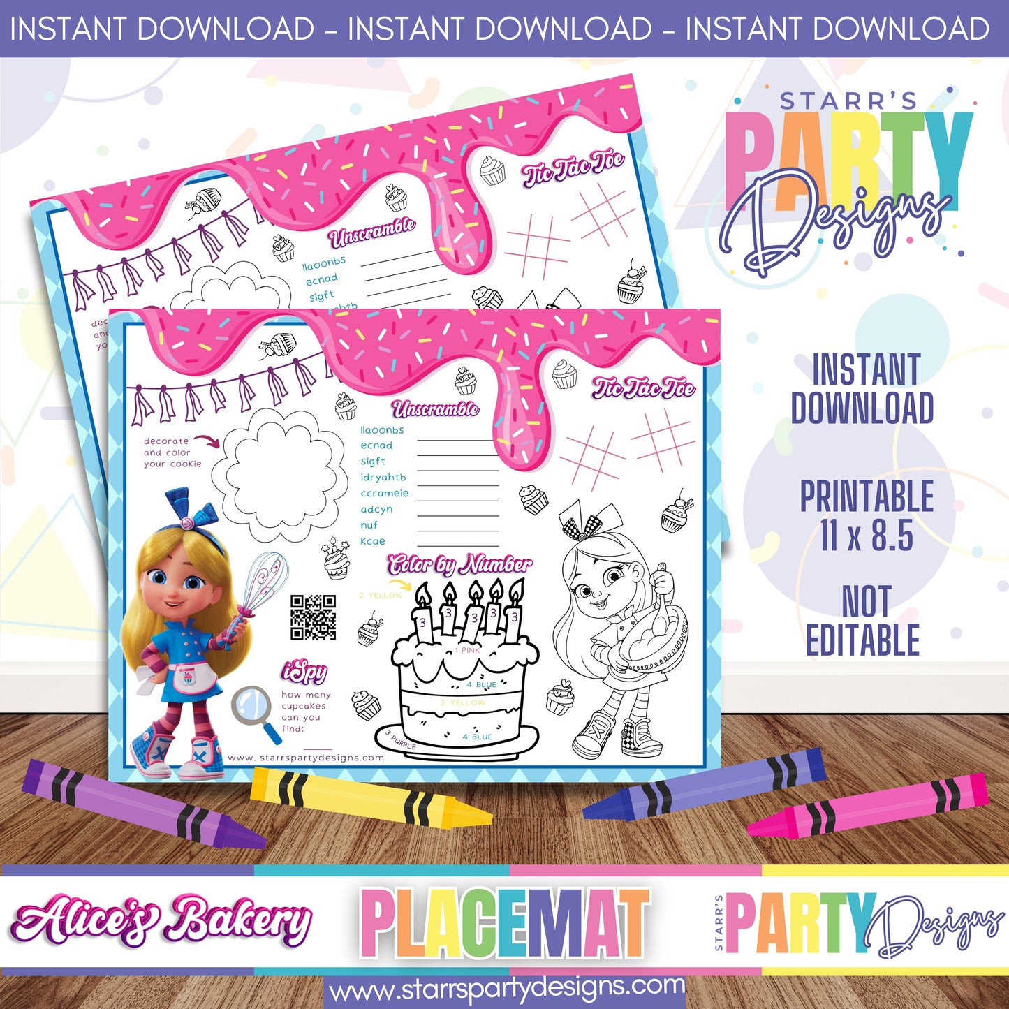 PLACEMAT ACTIVITY SHEET | ALICE'S BAKERY A1