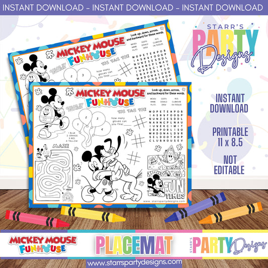 PLACEMAT ACTIVITY SHEET | MICKEY MOUSE FUNHOUSE A3