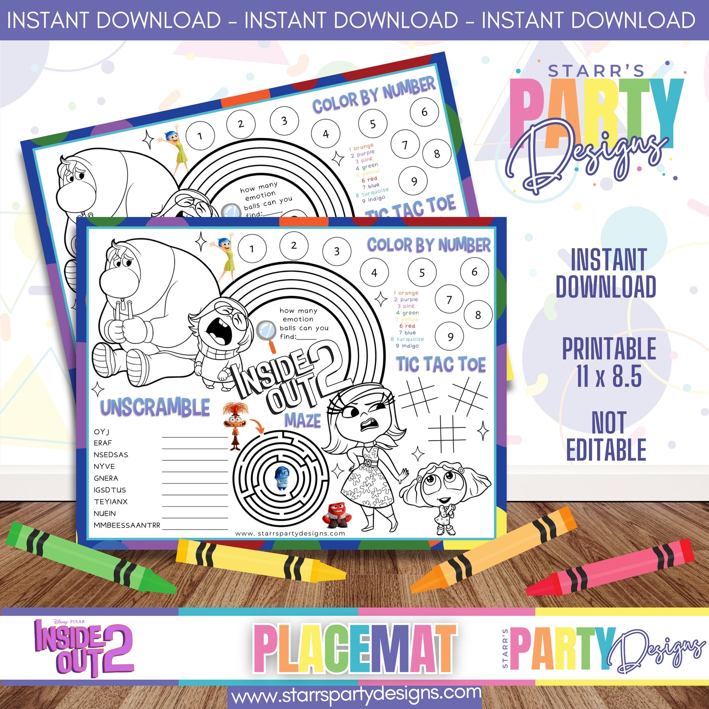 PLACEMAT ACTIVITY SHEET | INSIDE OUT 2 A4