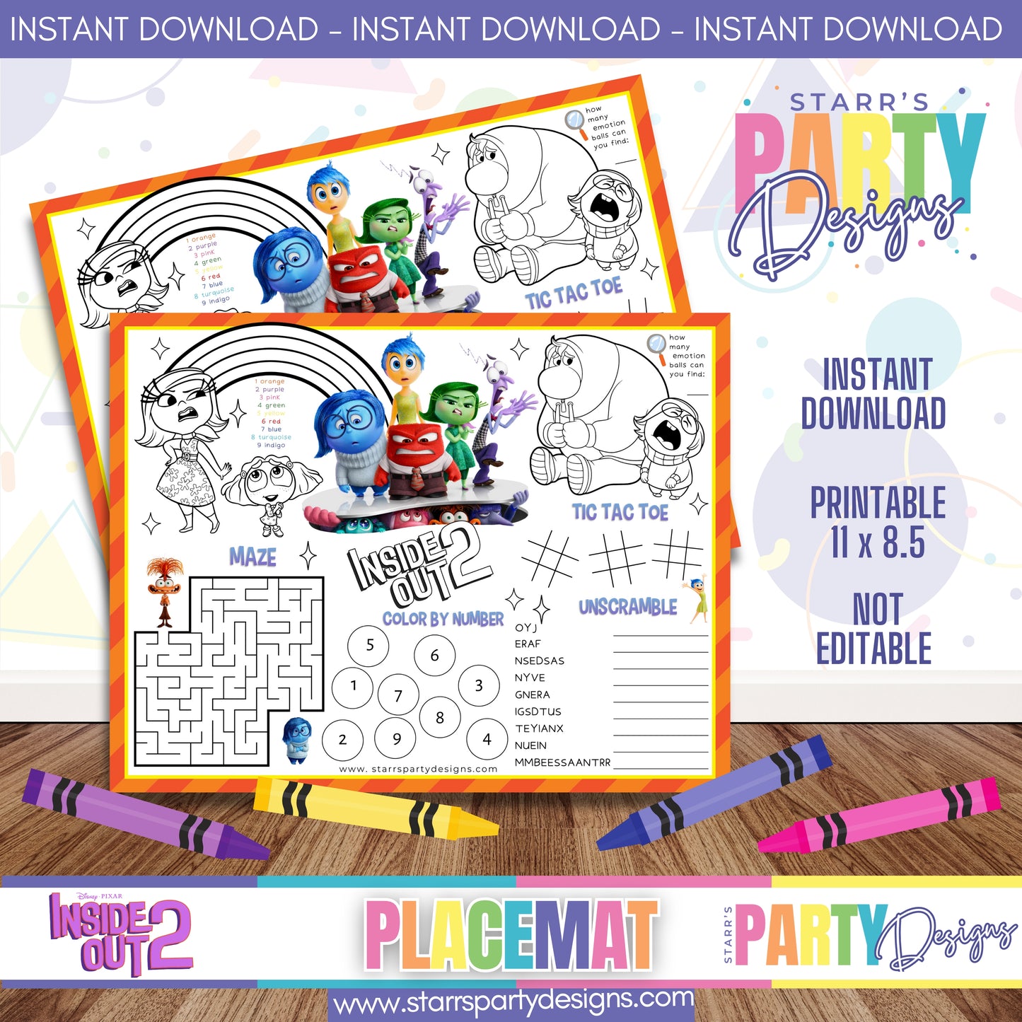 PLACEMAT ACTIVITY SHEET | INSIDE OUT 2 A1