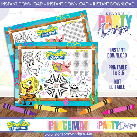 PLACEMAT ACTIVITY SHEET | SPONGEBOB GIRL A1