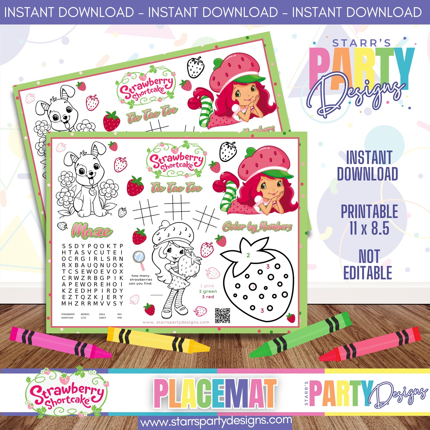 PLACEMAT ACTIVITY SHEET | STRAWBERRY SHORTCAKE A1